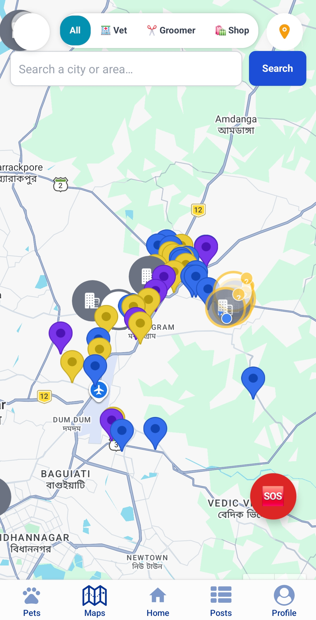GloPaw app - nearby vets, groomers and shops
