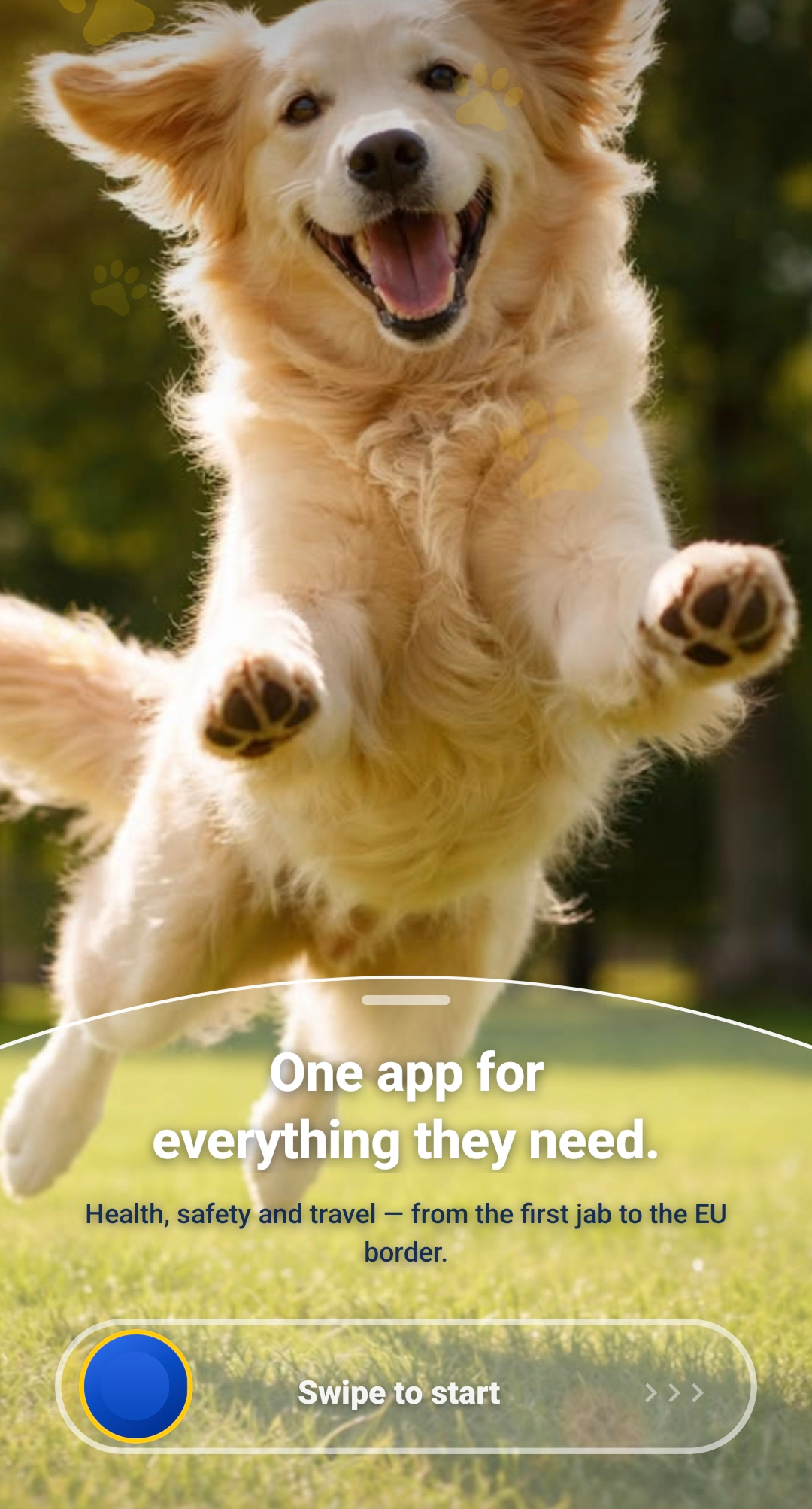 GloPaw app - welcome screen